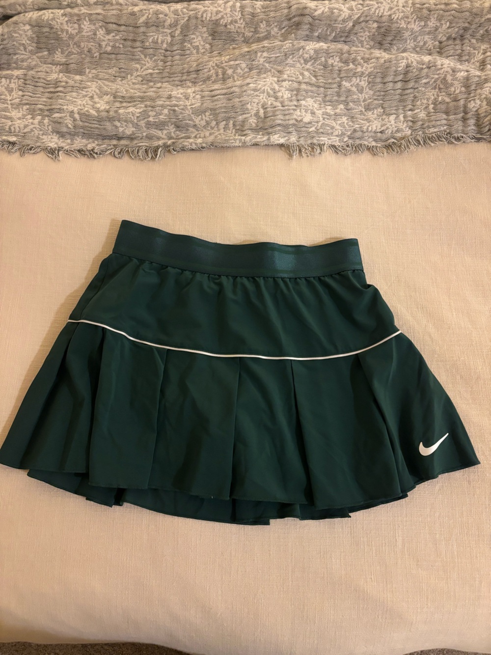 Nike Dark Green Pleated Skater Tennis Skirt with White Piping